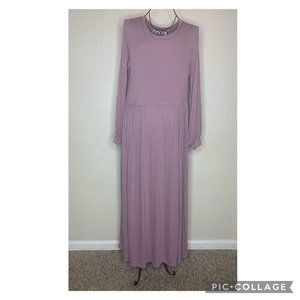 Free People Beach Purple Mauve Drop Waist Long Sleeve Maxi Dress